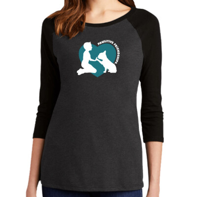 Ladies Pawsitive Friendships Black 3/4 Sleeve Raglan Tee Thumbnail