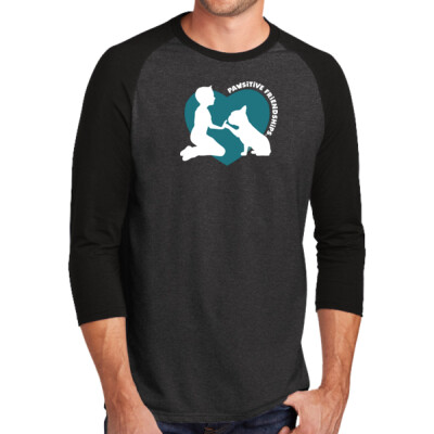 Unisex Pawsitive Friendships Black 3/4 Sleeve Raglan Tee Thumbnail