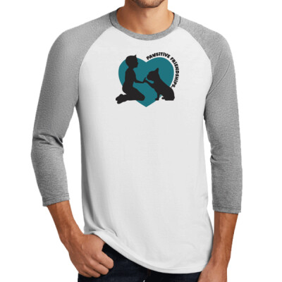 Unisex Pawsitive Friendships Grey/White 3/4 Sleeve Raglan Tee Thumbnail